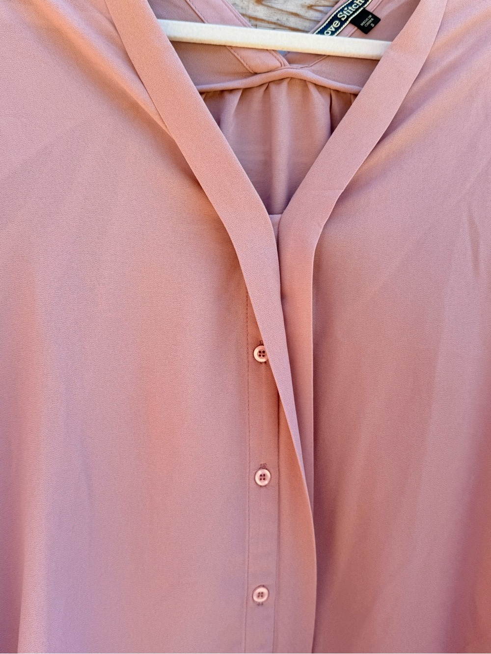 NWOT Lovestitch sheer V-Neck Dolman Blouse - Dusty Pink - Picture 3 of 5